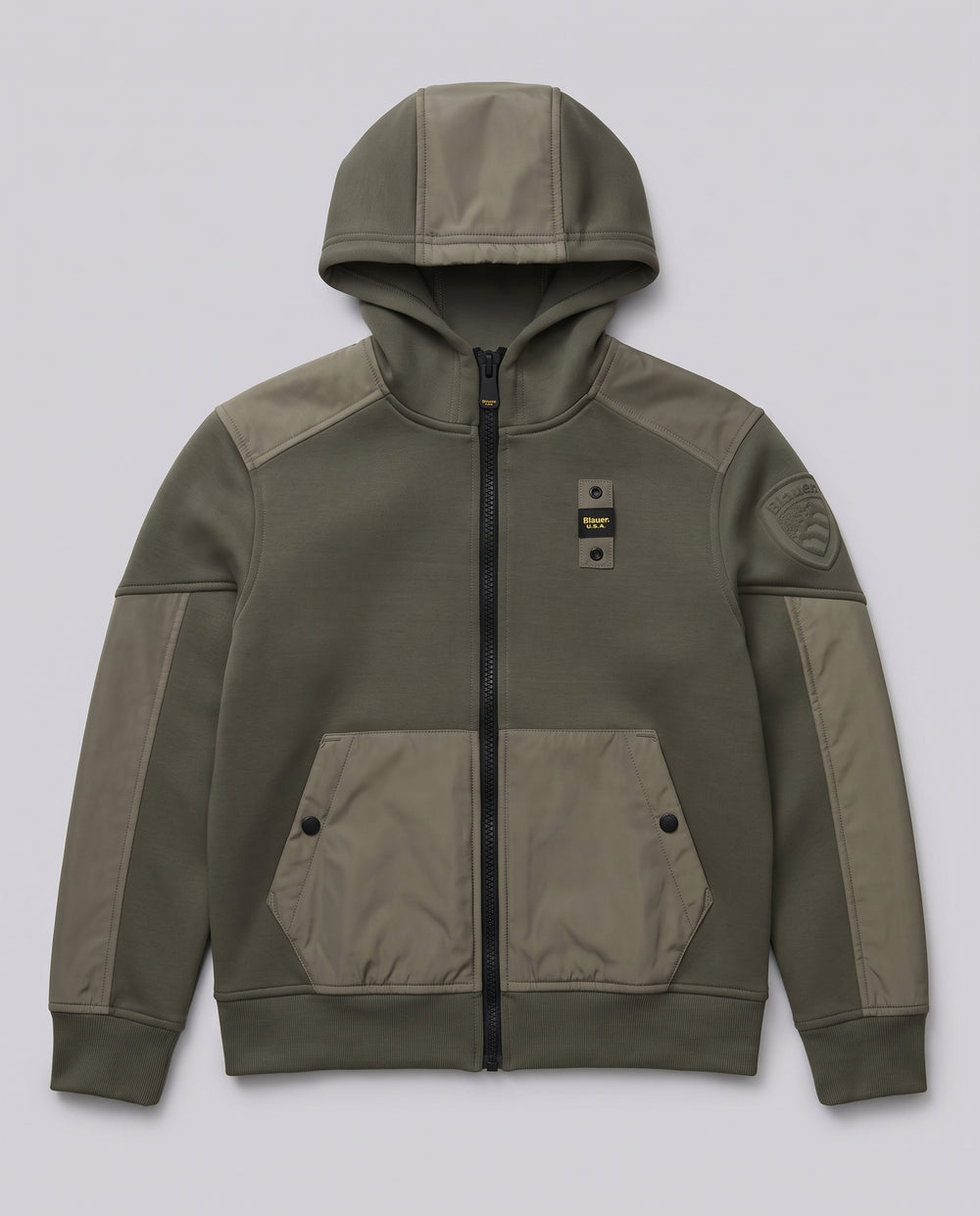 Felpa Blauer Kids verde militare con zip da bambino 8 anni – fronte
