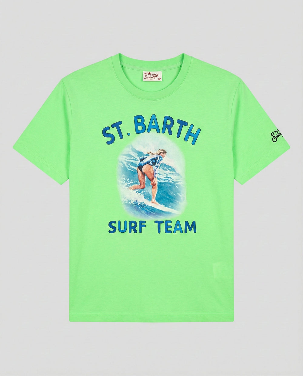 T Shirt Uomo Verde Fluo Con Stampa Surf Team | Mc2 Saint Barth Mc2 Saint Barth