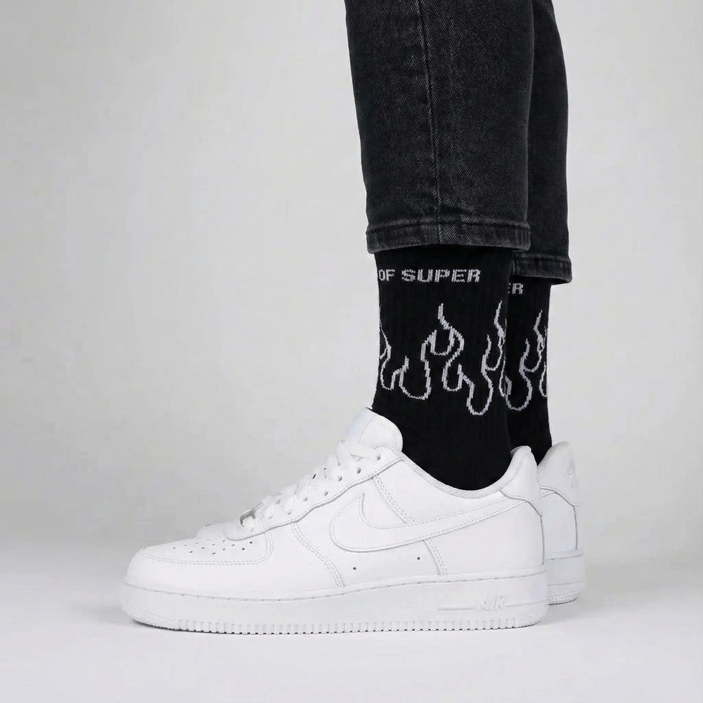 Vision Of Super | Calzini in Spugna con Fiamme | Nero | Outlet Vision Of Super