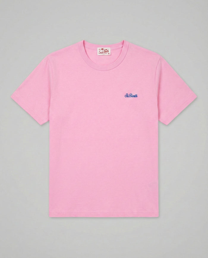 T Shirt Uomo Rosa Con Ricamo St. Barth | MC2 Saint Barth Mc2 Saint Barth