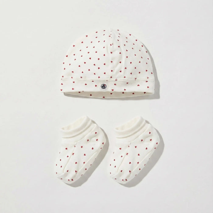 CONFEZIONE CON CUFFIETTA E BABBUCCE BEBÈ CON MOTIVO CUORE PETIT BATEAU Petit Bateau
