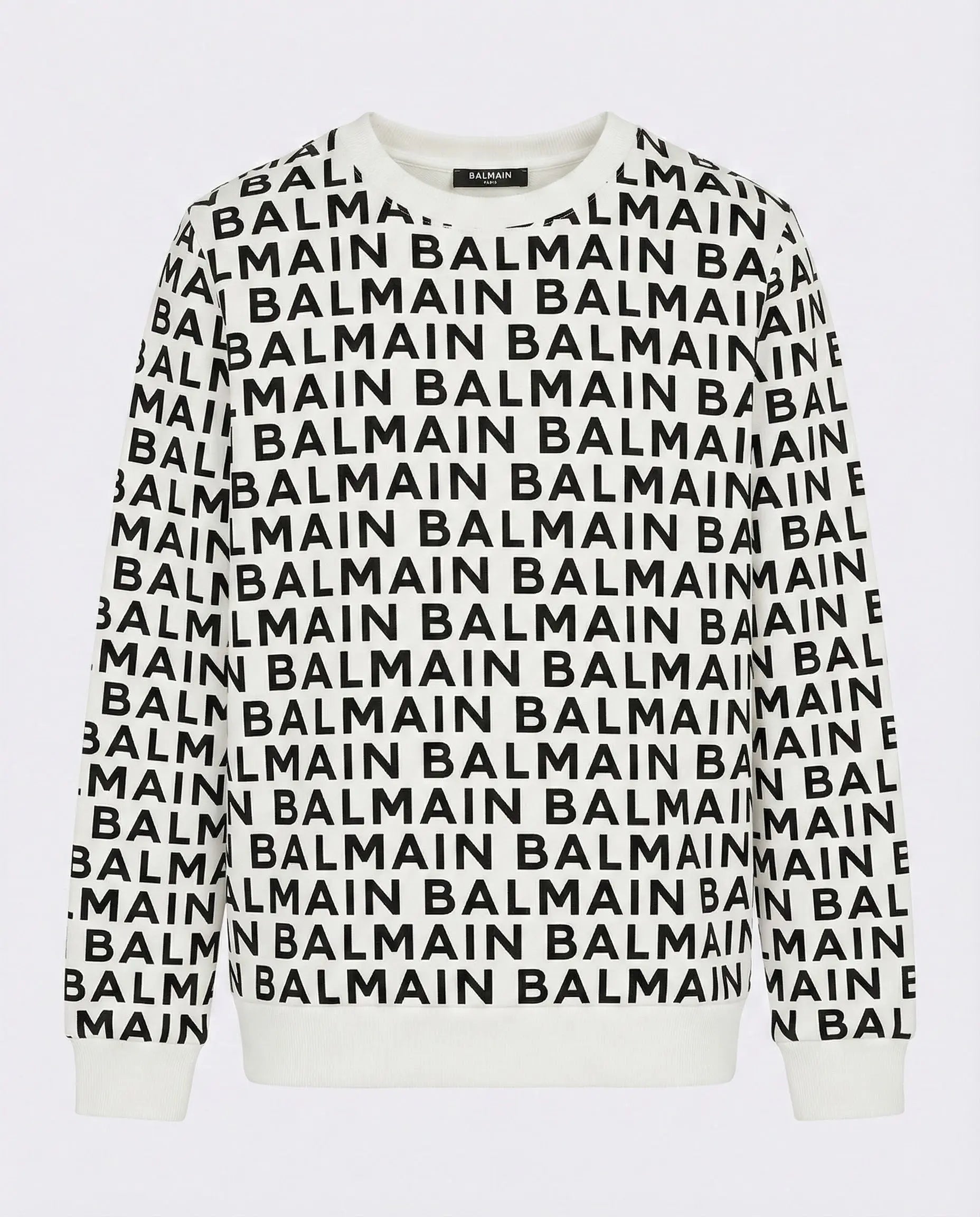 Felpa Balmain | Logo All Over | Bianco Balmain