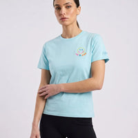 t shirt mc2 saint barth donna celeste con smiley scritta divertente che ti ridi?prezzo outlet