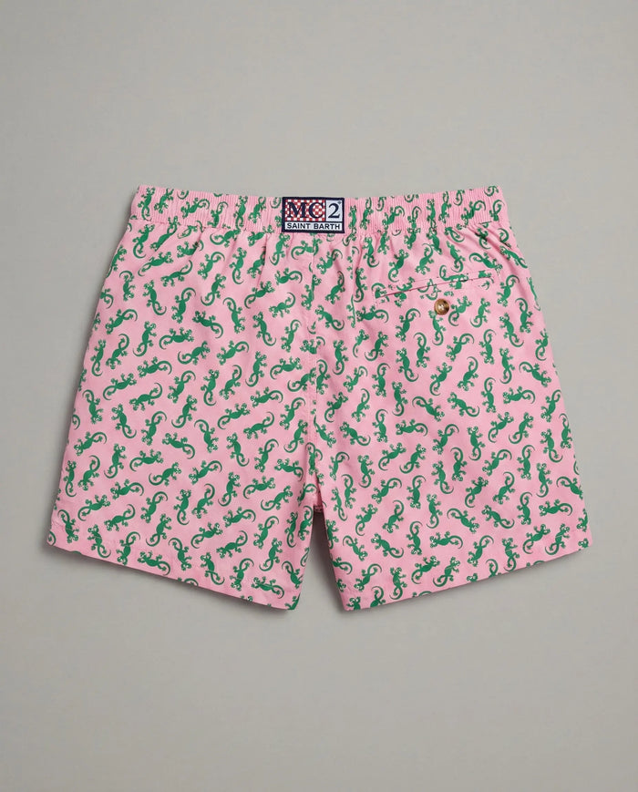 Costume Uomo Lighting 70 Rosa MC2 Saint Barth | Stampa Geko Verde Mc2 Saint Barth