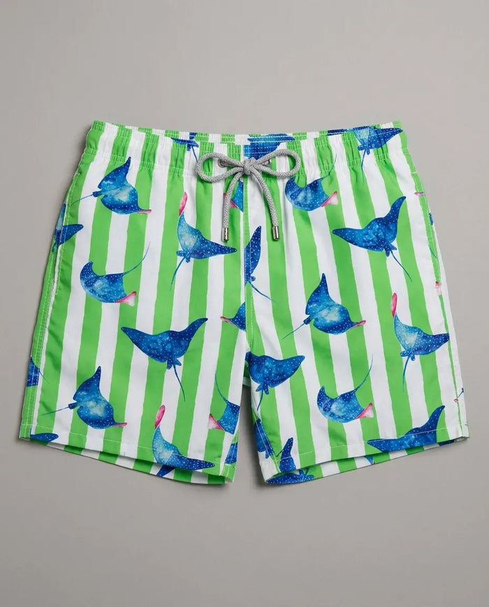 Costume Uomo Lighting 70 Verde Rigato MC2 Saint Barth | Stampa Razze Blu Mc2 Saint Barth