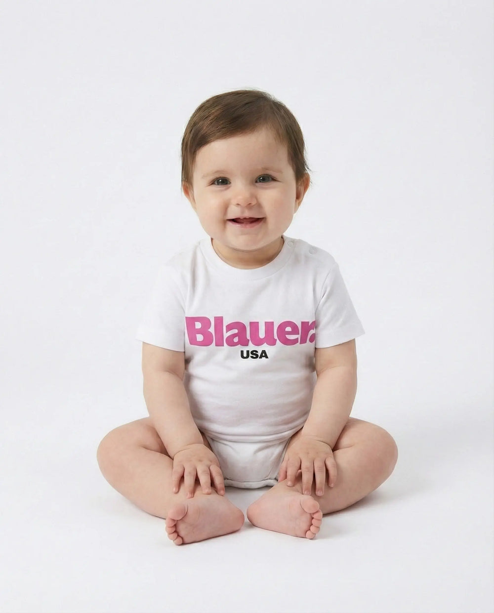 T Shirt Blauer Neonato | Logo Fucsia | Bianc Blauer Bambino