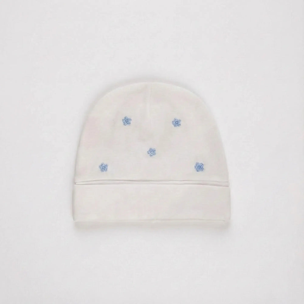 CAPPELLINO IN JERSEY BIELASTICO CON RICAMO PUNTINATO DA NEONATO LALALU' Lalalu