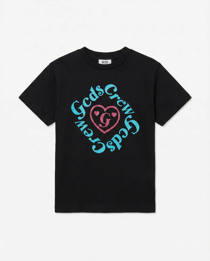 T Shirt Gcds Bambina | Logo Crew | Nero GCDS