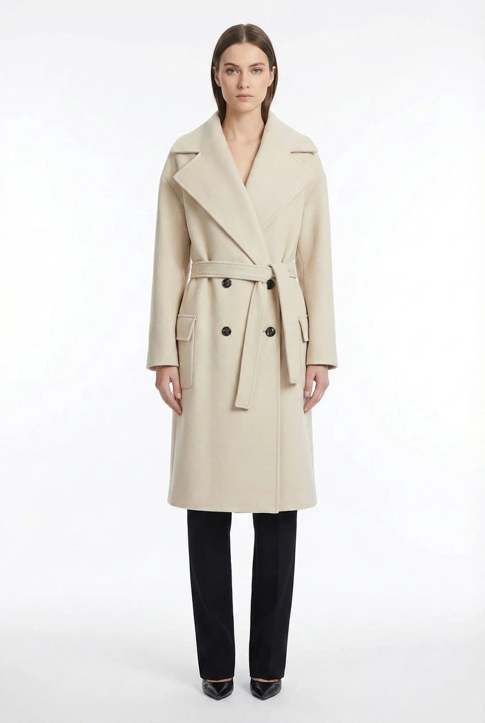 Cappotto Balmain Donna | Doppiopetto Con Cintura | Bianco Balmain