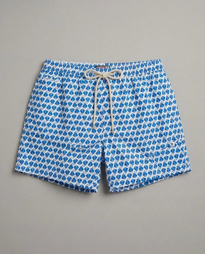 Costume Uomo Bianco MC2 Saint Barth | Stampa Razze Azzurre Mc2 Saint Barth