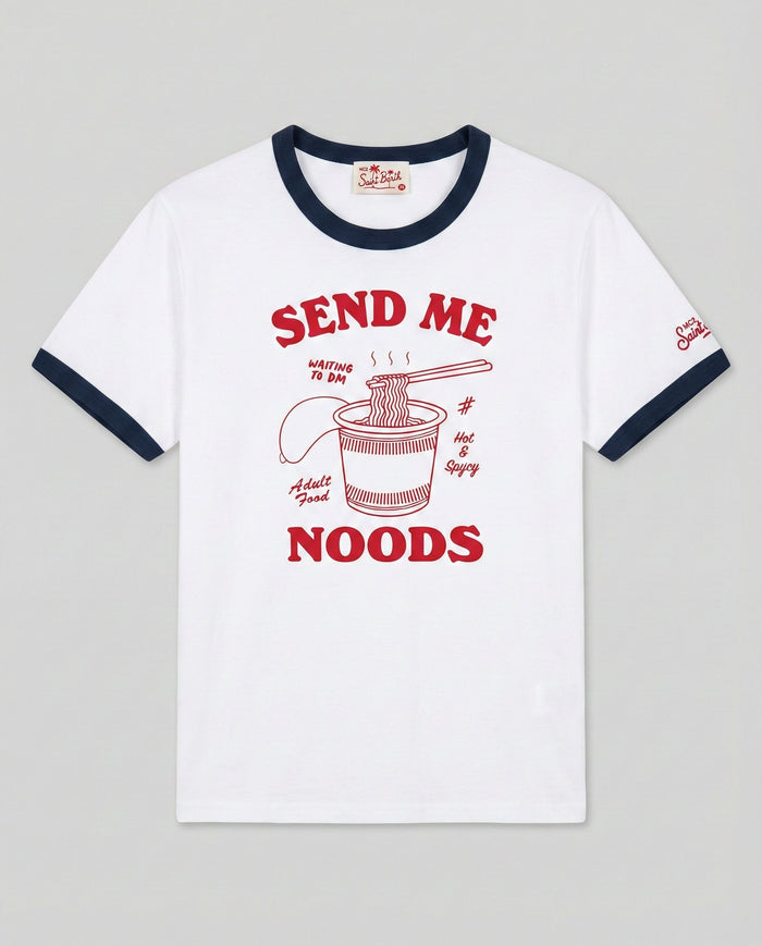 T Shirt Uomo Bianca Con Stampa Send me Noods | Mc2 Saint Barth Mc2 Saint Barth