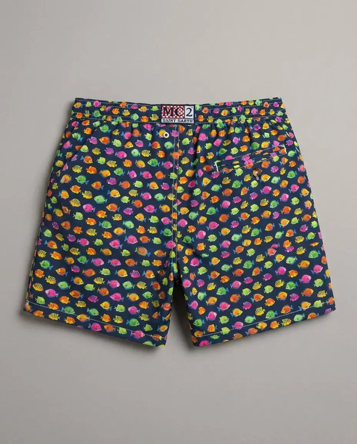 Costume Uomo Blu MC2 Saint Barth | Stampa Pesci Multicolor Mc2 Saint Barth