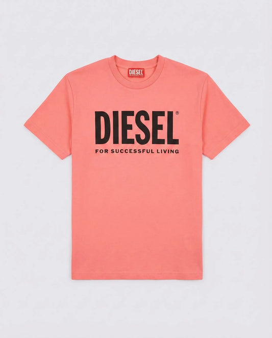 T Shirt Diesel | Rosa Fluo con Logo | Outlet Diesel