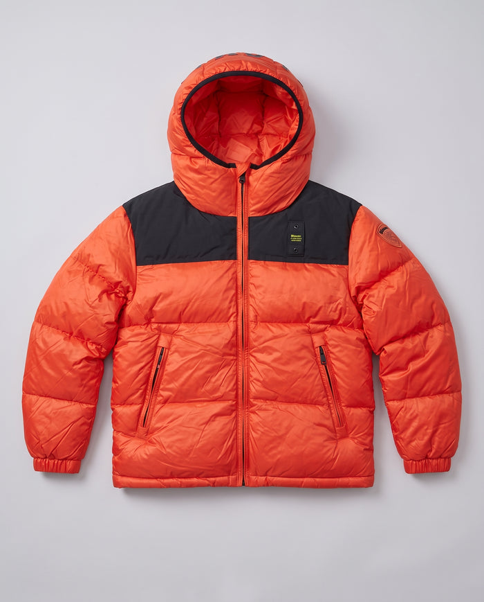 Piumino Blauer Kids arancio e nero da bambino 8 anni – fronte