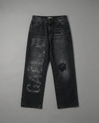 Jeans Denim Donna Baggy Fit Nero con Logo | Gaelle Paris Gaelle Paris