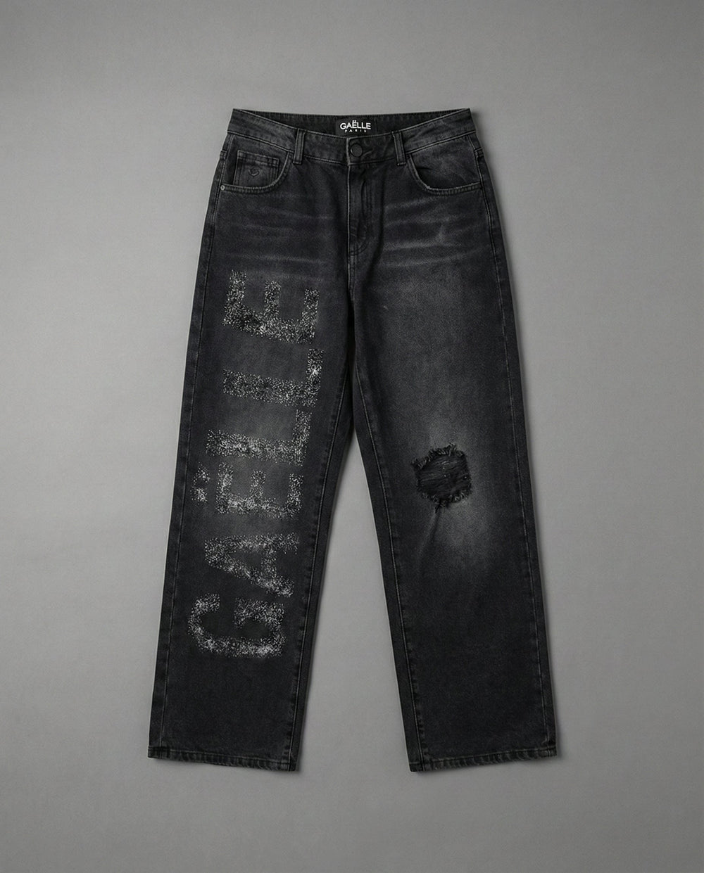 Jeans Denim Donna Baggy Fit Nero con Logo | Gaelle Paris Gaelle Paris