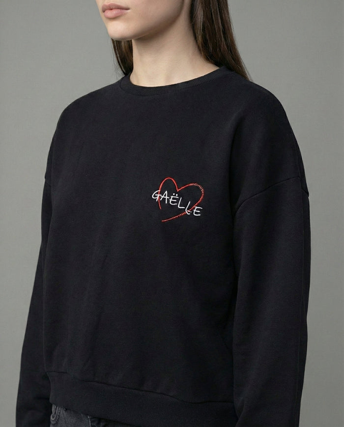 Felpa Nera Donna Oversize con Stampa | Gaelle Paris Gaelle Paris