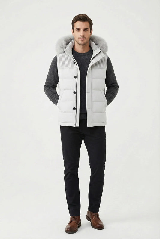 Smanicato Bark Bianco con Pelliccia | Modello Uomo Bark