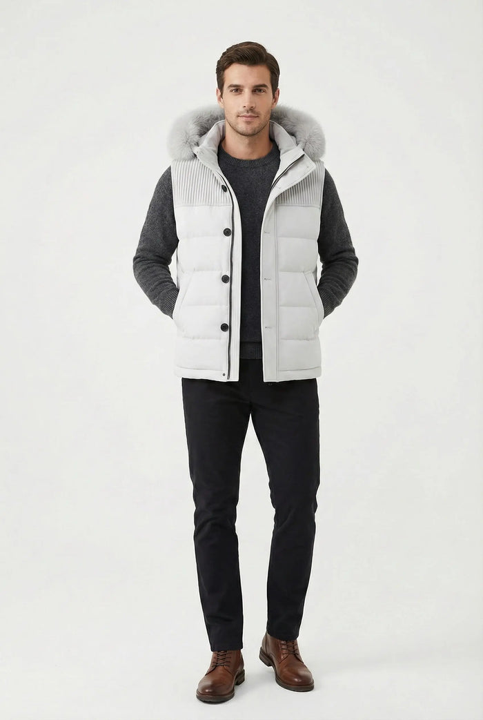 Smanicato Bark Bianco con Pelliccia | Modello Uomo Bark