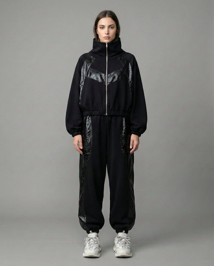 Felpa Donna Zippata Collo Alto In Tela | Gaelle Paris Gaelle Paris