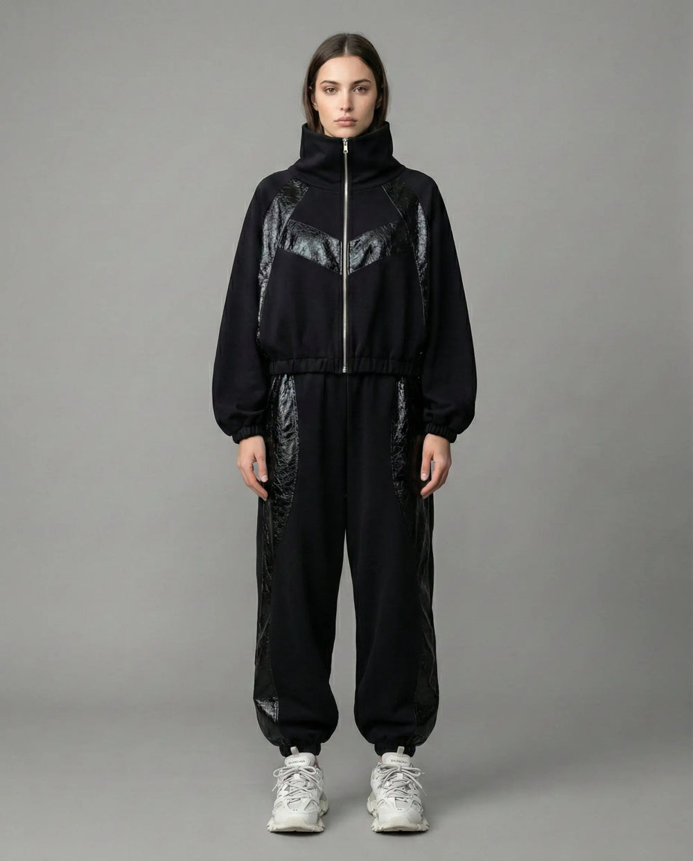 Felpa Donna Zippata Collo Alto In Tela | Gaelle Paris Gaelle Paris