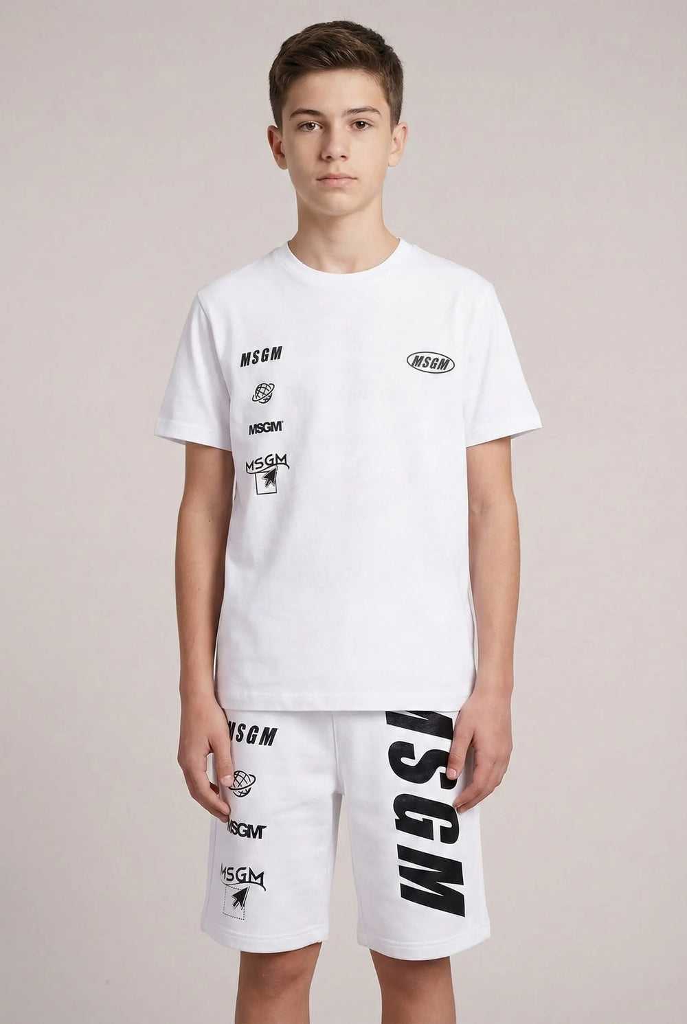 T Shirt Msgm | Modello Unisex | Girocollo con Logo Web | Bianco | Outlet MSGM