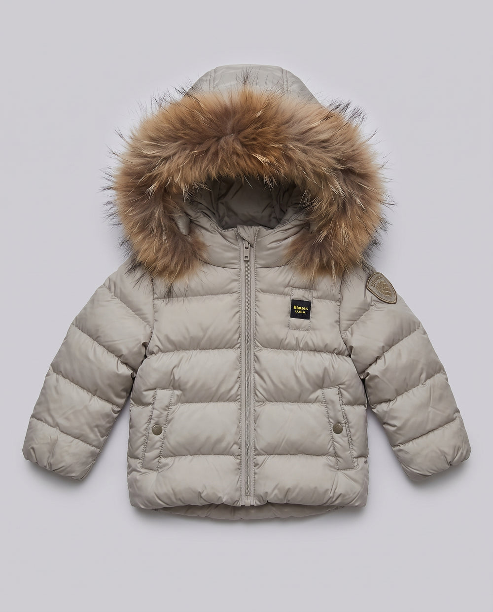 Giacca Blauer Kids Beige con Pelliccia da neonato 12 mesi – fronte