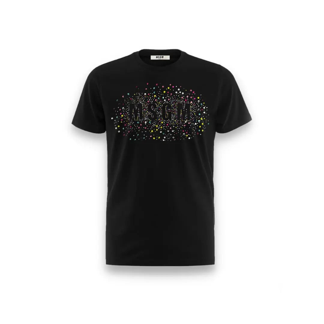 T-SHIRT LOGO MSGM STRASS (8746386719060) (9670023610695)