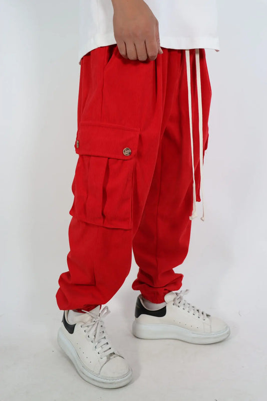 pantaloni duca homme tasche cargo lacci veluto righe