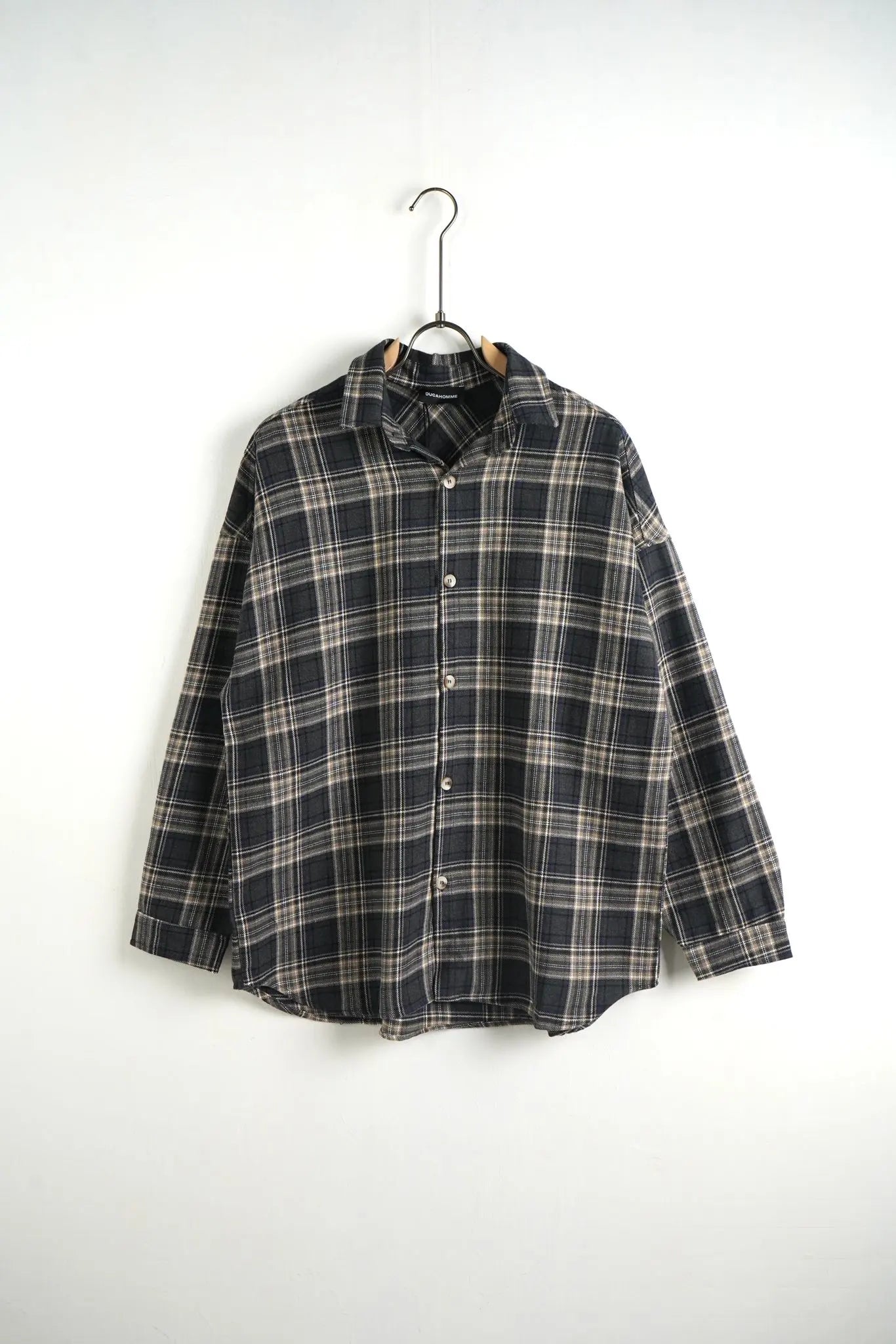 Camicia Duca Homme Uomo | Oversize | Flanella a Quadri | Grigio Beige Duca Homme