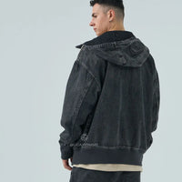 Felpa Duca Homme Uomo | Oversize | Zip Cappuccio | Effetto Jeans Nero Duca Homme