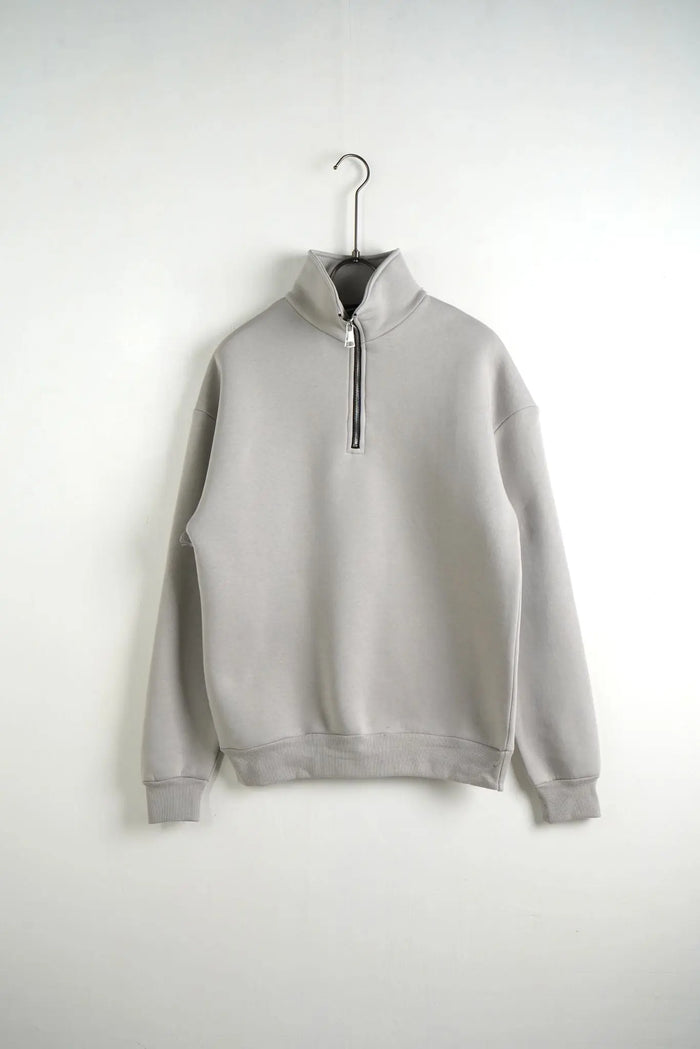 Felpa Duca Homme Uomo | Oversize | Mezza Zip Collo Alto | Grigio Chiaro Duca Homme