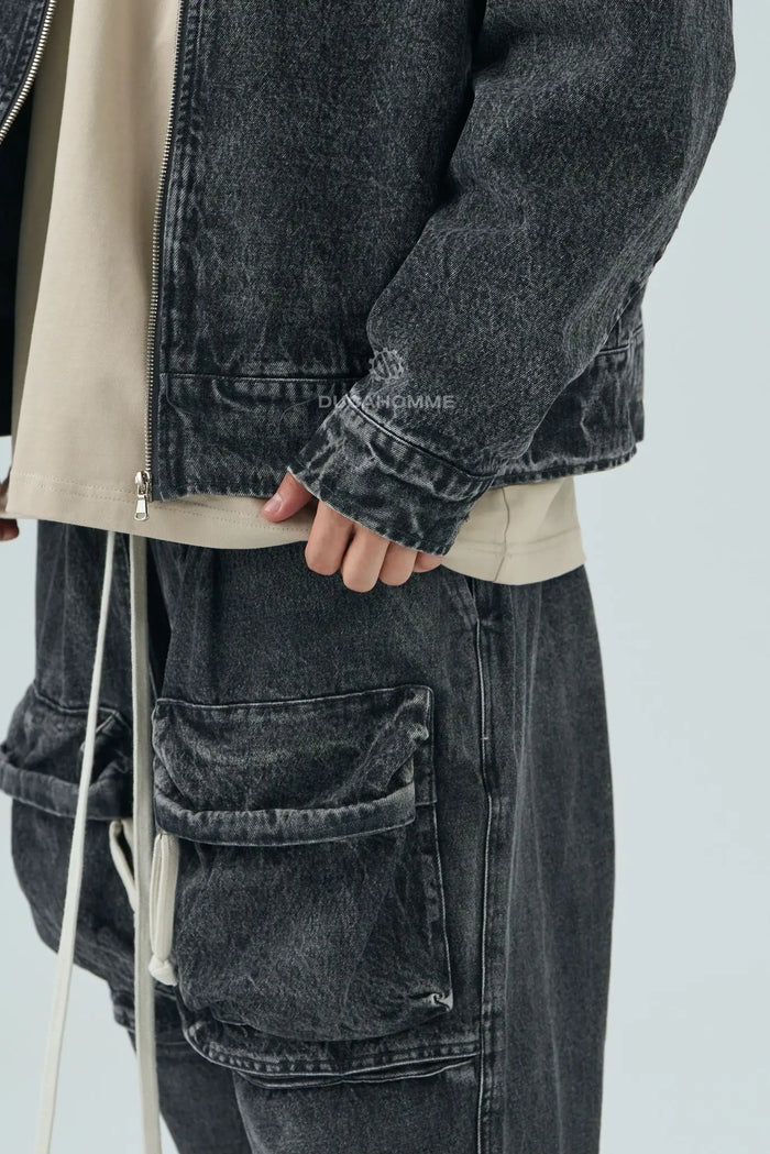 Pantaloni Cargo Duca Homme Uomo | Oversize | Jeans Nero Lavato Duca Homme