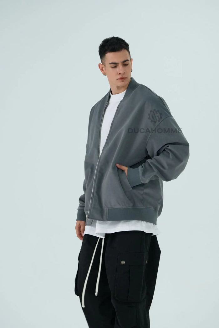 Bomber Duca Homme Uomo | Oversize | Zip Intera | Grigio Fumo Duca Homme