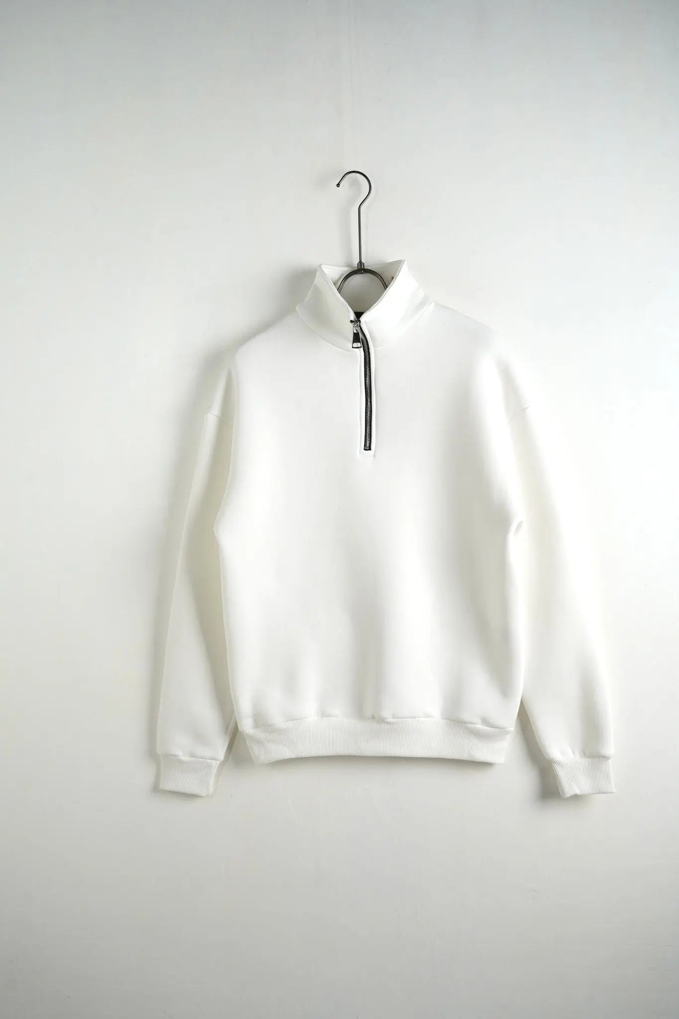 Felpa Duca Homme Uomo | Oversize | Mezza Zip Collo Alto | Bianco Duca Homme