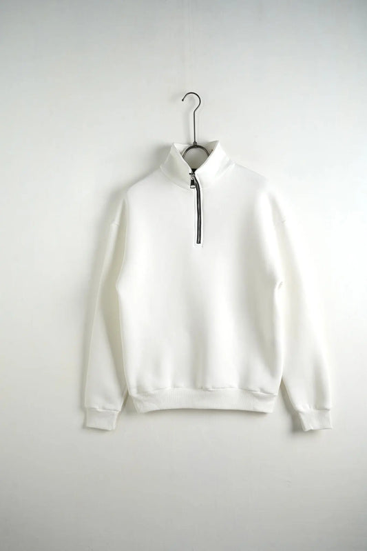 Felpa Duca Homme Uomo | Oversize | Mezza Zip Collo Alto | Bianco Duca Homme