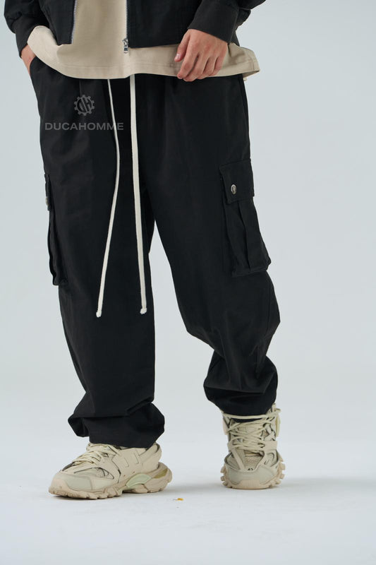 Pantaloni Duca Homme Uomo | Modello Cargo Oversize | Nero Duca Homme
