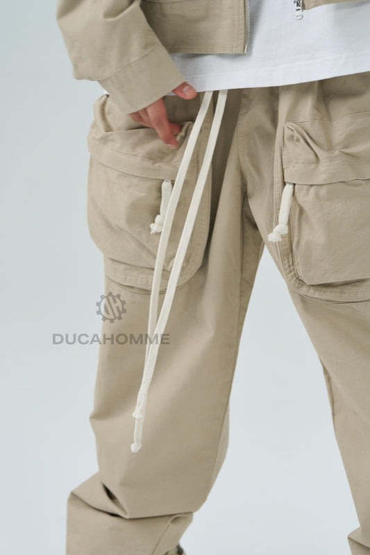 Pantaloni Duca Homme Uomo | Modello Cargo Oversize | Beige Duca Homme