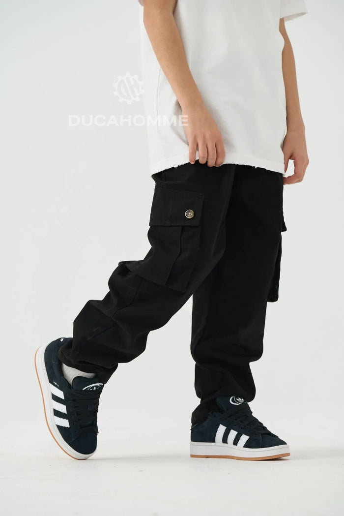 Pantalone Cargo Duca Homme Bambino | Tasche Laterali | Nero Duca Homme