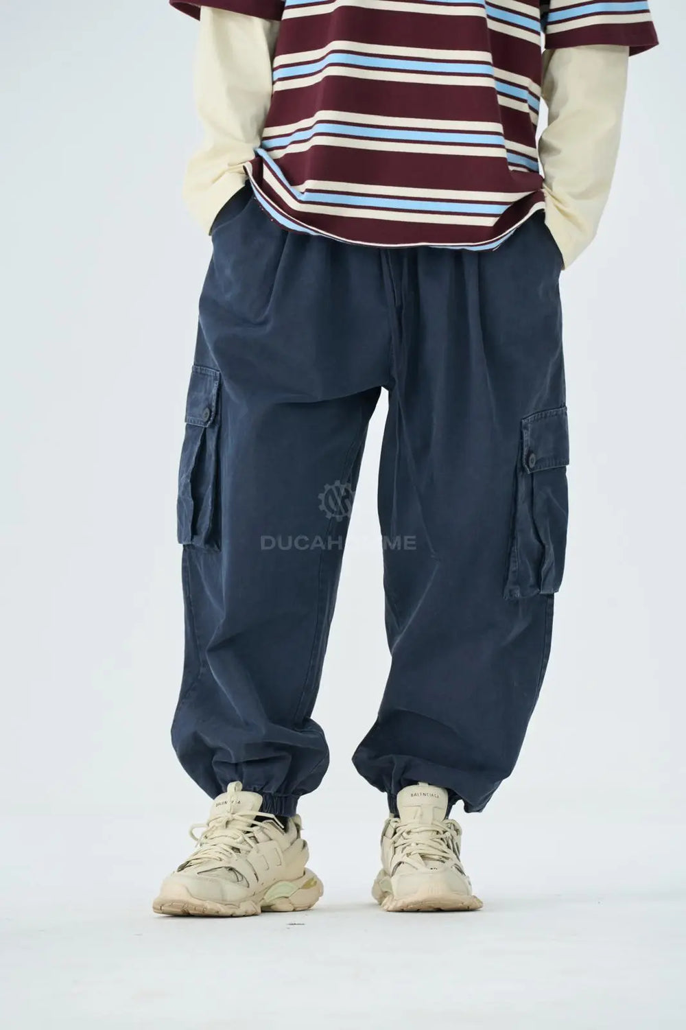 Pantaloni Cargo Duca Homme Stone Wash Blu