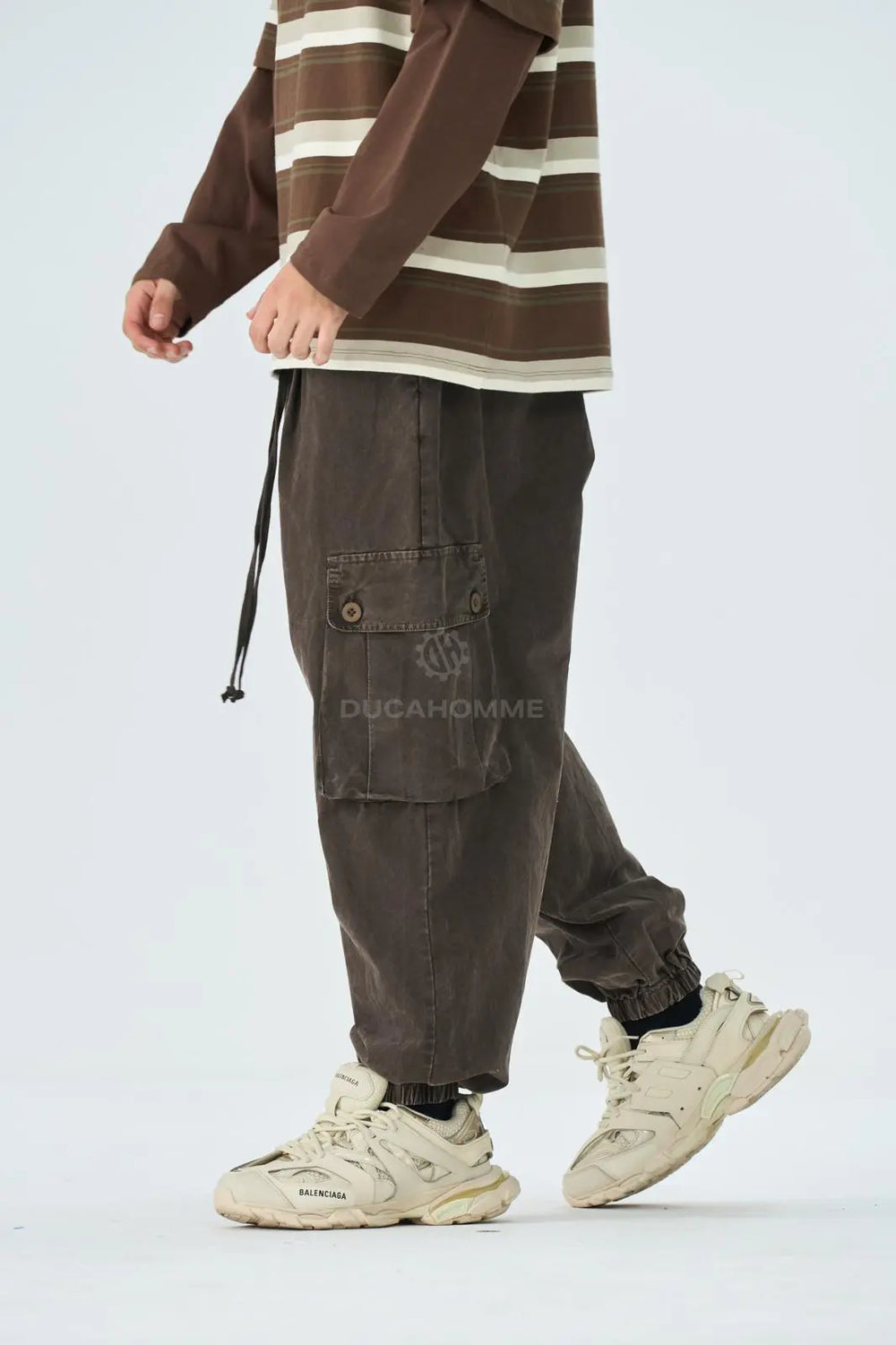 Pantaloni Cargo Duca Homme Stone Wash Marrone