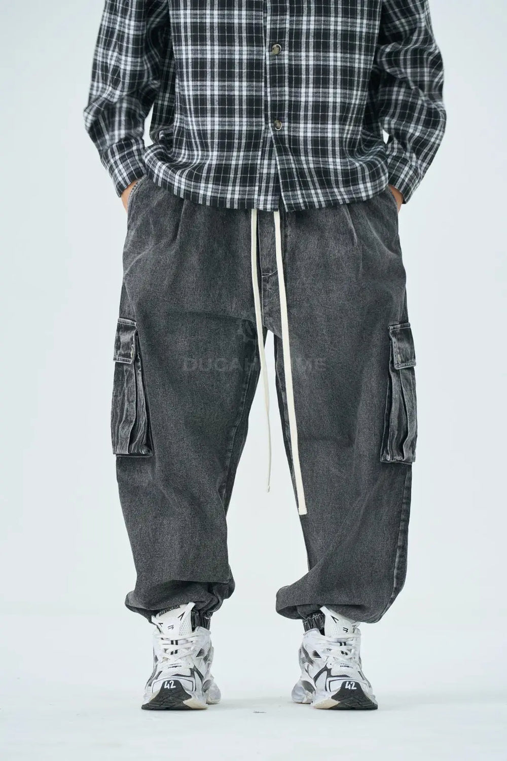 Pantalone Cargo Duca Homme Denim Grigio