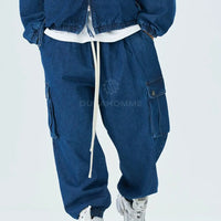 Pantalone Cargo Duca Homme Denim Blu