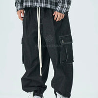Pantalone Cargo Duca Homme Denim Nero