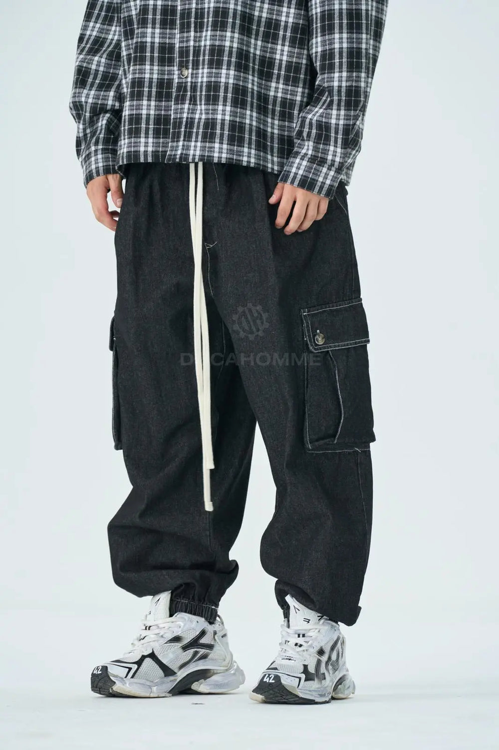 Pantalone Cargo Duca Homme Denim Nero