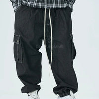 Pantalone Cargo Duca Homme Denim Nero