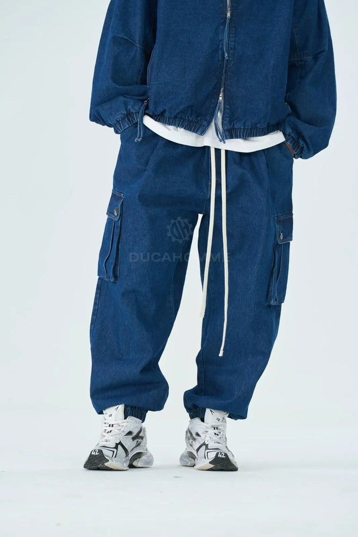 Pantalone Cargo Duca Homme Denim Blu