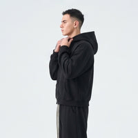 Felpa con Cappuccio e Zip Duca Homme nero per uomo, hoodie con zip, Made in Italy
