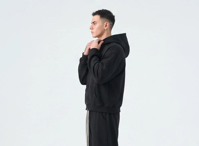 Felpa con Cappuccio e Zip Duca Homme nero per uomo, hoodie con zip, Made in Italy