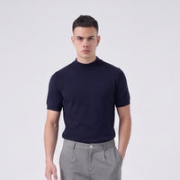 Duca Homme T-shirt Girocollo in Maglia Blu | Uomo